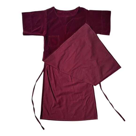 70s vintage velvet tunic top dress overlay Esprit burgundy boho hippie. - Picture 5 of 14